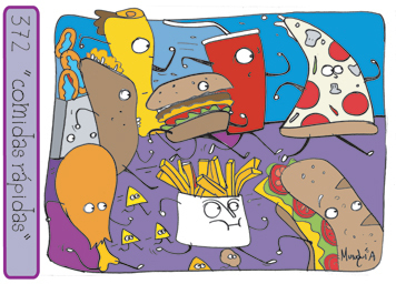 Cartoon: Fast Food race (medium) by Munguia tagged fast,food,chicken,fries,french,potatoes,francisco,sandwich,pizza,soda,taco,hamburger,hamburgesa,comidas,rapidas,munguia,calcamunguia
