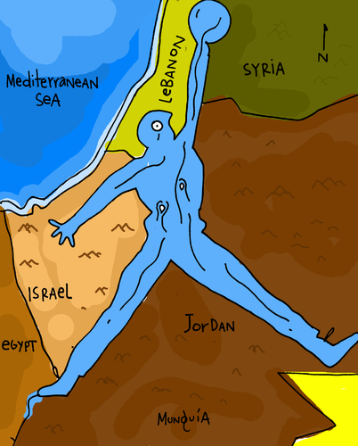 Cartoon: Jordan River (medium) by Munguia tagged air,jordan,michael,jumpman,river,map,parody,basketball,logo,calcamunguia