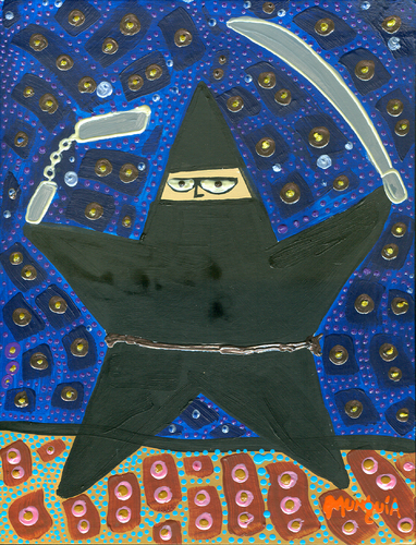 Cartoon: Ninja Star -painting version- (medium) by Munguia tagged ninja,star,munguia,costa,rica,cartoon