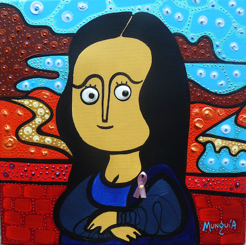 Cartoon: Pink Ribbon 2 (medium) by Munguia tagged mona,lisa,gioconda,munguia,famous,paintings,parodies