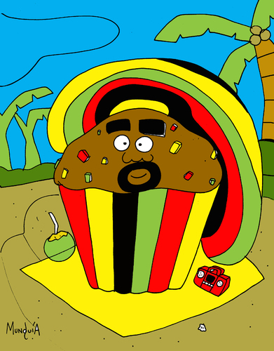 Cartoon: Ragga Muffin (medium) by Munguia tagged ragga,muffin,cake,reggae,roots,moffin,jamaica