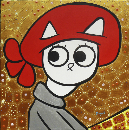 Cartoon: Red hat kitty (medium) by Munguia tagged corn,poppy,kees,van,dongen,parody,version,spoof,iconic,famous,paintings,parodies,munguia