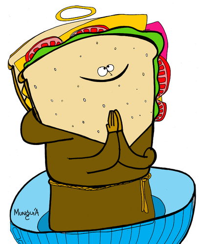 Cartoon: Saintwich (medium) by Munguia tagged sandwich,food,saint,soda,munguia,costa,rica