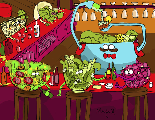 Cartoon: Salad Bar (medium) by Munguia tagged salad,bar,drinking,pub
