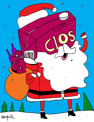 Cartoon: SanTa Clos (medium) by Munguia tagged clos,vino,wine,pirque,chile,claus,santa,santaclaus,colacho,drink,alcohol,xmas,christmas