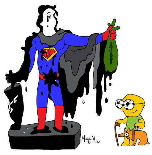 Cartoon: Superman Brand new cape (medium) by Munguia tagged apollo,greek,oil,mexico,golf,munguia