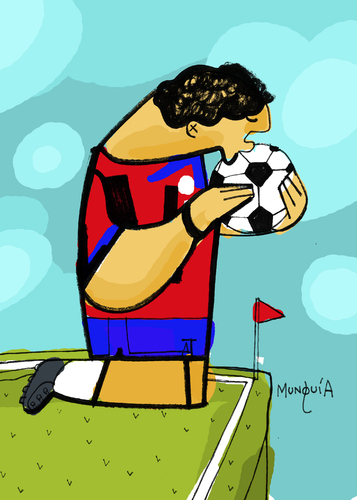 Cartoon: The Kiss Costa Rica (medium) by Munguia tagged klimt,kiss,football,soccer,world,cup,brazil,2014,fifa,love,ball,costa,rica,italy