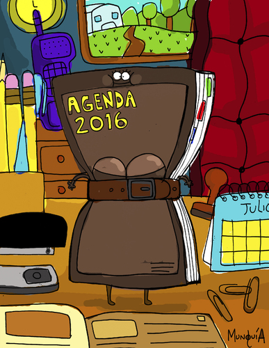 Cartoon: Tight agenda (medium) by Munguia tagged agenda,apretada,literal,joke,cartoon,schedule,calcamunguia,doble,sentido,humor