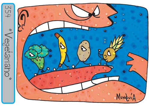 Cartoon: Vegan (medium) by Munguia tagged vegan,fruits,vegetariano,munguia,calcamunguias