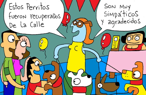 Cartoon: Practice spanish on this Comic (medium) by Munguia tagged comic,historieta,perros,mascotas,puppy,mills,criaderos,dogs,costa,rica,guau,bienestar,animal,munguia,cachorros,petshop,pet
