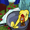 Cartoon: Chick in Pan (small) by Munguia tagged chicken chick pan degas woman in the bath tub