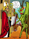 Cartoon: Dont trust the devil (small) by Munguia tagged michael pacher saint wolfgang and the devil built church
