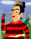 Cartoon: Frida Kruger (small) by Munguia tagged frida kahlo self portrait freddy kruger hand earing painting mexico costa rica 80s 30s munguia calcamunguias famous paintings parodies