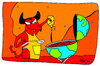 Cartoon: Global Warming (small) by Munguia tagged global,warming,devil,barbacoa,oil,fire,world,meat