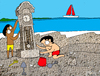 Cartoon: GrandMother Sand Clock (small) by Munguia tagged sand,clock,beach,kids,playing,sculpture,ocean,munguia