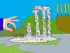 Cartoon: Greek ruins (small) by Munguia tagged grece,greek,crisis,economy,financial,euro,europe,europa,money,coins,cents,5cents,munguia,costa,rica,humor,grafico,ruins