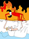Cartoon: heaven and hell (small) by Munguia tagged narcise,caravaggio,heaven,and,hell,devil,angel,good,bad,nice,wrong,mirror,water,reflection,reflex,up,down,righ,left,yin,yan