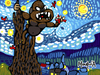 Cartoon: KIng Kong on the stary night (small) by Munguia tagged stary,night,vincent,van,gogh