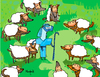 Cartoon: Pastor de lobos vestidos d oveja (small) by Munguia tagged facebook,wolf,sheep,chothes,wear,sheeper,internet,munguia,calcamunguias,costa,rica