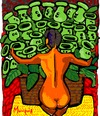 Cartoon: Peashooters (small) by Munguia tagged diego,rivera,nude,with,calla,lilies,calas,desnudo,naked,girl,woman,plants,vs,zombies,famous,paintings,parodies