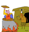 Cartoon: Pizza delivery Soup (small) by Munguia tagged pizzapitch canibal delivery pizza boy service express fire soup