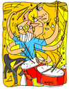 Cartoon: Re-dobles (small) by Munguia tagged redobles,tambor,slam,musica,batery,batero,bateria,percusion,drum,drumer,futurismo,futurism