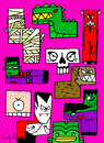 Cartoon: Tetrics (small) by Munguia tagged tetris,videogames,games,tetric,monsters,monstruos,dracula,wolf,mummy