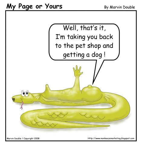 Cartoon: Problems with Pythons (medium) by mdouble tagged cartoon,joke,humor,gag,fun,pets,snake,python,snack,eaten,swallowed,
