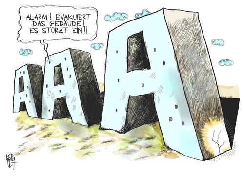 Cartoon: AAA (medium) by Kostas Koufogiorgos tagged moodys,ratingagentur,deutschland,aaa,negativ,euro,schulden,krise,wirtschaft,karikatur,kostas,koufogiorgos