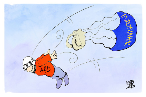 Cartoon: AfD (medium) by Kostas Koufogiorgos tagged karikatur,koufogiorgos,afd,europawahl,fallschirm,absturz,krah,karikatur,koufogiorgos,afd,europawahl,fallschirm,absturz,krah