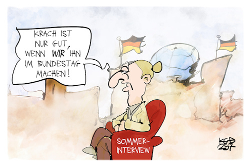 Cartoon: AfD (medium) by Kostas Koufogiorgos tagged karikatur,koufogiorgos,weidel,interview,afd,krach,laut,demonstration,karikatur,koufogiorgos,weidel,interview,afd,krach,laut,demonstration