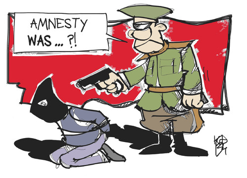 Cartoon: Amnesty International (medium) by Kostas Koufogiorgos tagged amnesty,international,hinrichtung,todesstrafe,henker,justiz,karikatur,kostas,koufogiorgos,amnesty,international,hinrichtung,todesstrafe,henker,justiz,karikatur,kostas,koufogiorgos