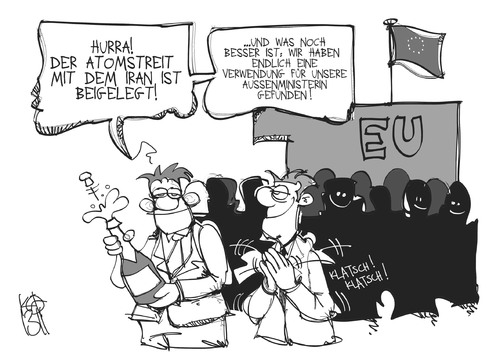 Cartoon: Atomstreit (medium) by Kostas Koufogiorgos tagged atomstreit,iran,ashton,eu,europa,aussenministerin,politik,karikatur,koufogiorgos,atomstreit,iran,ashton,eu,europa,aussenministerin,politik,karikatur,koufogiorgos