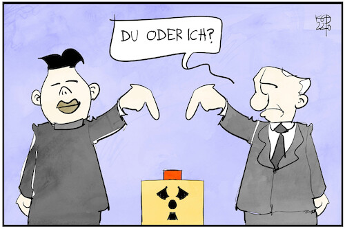 Cartoon: Atomwaffen (medium) by Kostas Koufogiorgos tagged koufogiorgos,atomwaffen,nordkorea,russland,putin,krieg,koufogiorgos,atomwaffen,nordkorea,russland,putin,krieg