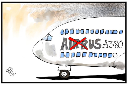 Cartoon: Aus A380 (medium) by Kostas Koufogiorgos tagged karikatur,koufogiorgos,illustration,cartoon,aus,airbus,flugzeug,a380,jumbo,jet,wirtschaft,eads,karikatur,koufogiorgos,illustration,cartoon,aus,airbus,flugzeug,a380,jumbo,jet,wirtschaft,eads