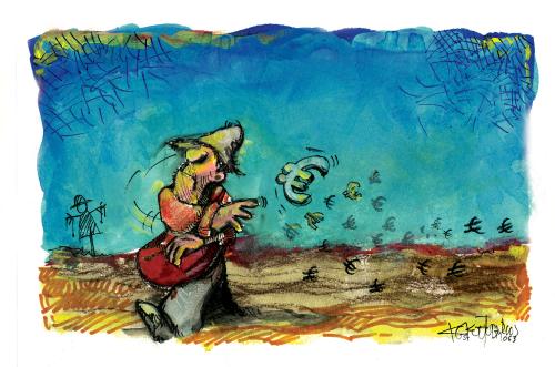 Cartoon: aussaat (medium) by Kostas Koufogiorgos tagged agrarwirtschaft,bauern,subventionen,agrarwirtschaft,bauern,subventionen,saat,land,acker,feld,anbau,euro,europa,miswirtschaft