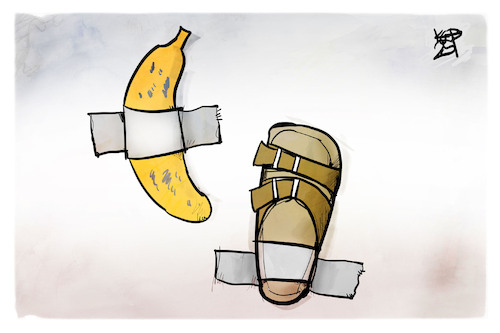 Cartoon: Birkenstock (medium) by Kostas Koufogiorgos tagged karikatur,koufogiorgos,birkenstock,banane,kunst,sandale,karikatur,koufogiorgos,birkenstock,banane,kunst,sandale