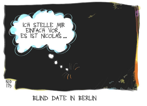Cartoon: Blind Date (medium) by Kostas Koufogiorgos tagged blind,date,merkel,hollande,nicolas,sarkozy,frankreich,deutschland,politik,karikatur,kostas,koufogiorgos,blind date,merkel,hollande,sarkozy,frankreich,deutschland,blind,date