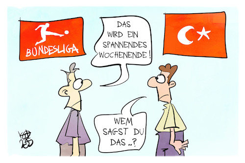 Cartoon: Bundesliga und Türkei-Stichwahl (medium) by Kostas Koufogiorgos tagged karikatur,koufogiorgos,bundesliga,tuerkei,wahl,spannung,fußball,karikatur,koufogiorgos,bundesliga,tuerkei,wahl,spannung,fußball
