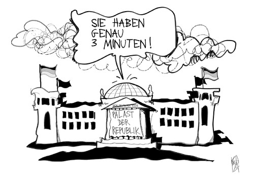 Cartoon: Bundestag (medium) by Kostas Koufogiorgos tagged bundestag,reichstag,palast,republik,redezeit,rederecht,parlamentarier,mdb,regierung