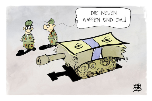 Cartoon: Bundeswehr (medium) by Kostas Koufogiorgos tagged karikatur,koufogiorgos,bundeswehr,sondervermögen,geld,waffen,militär,armee,karikatur,koufogiorgos,bundeswehr,sondervermögen,geld,waffen,militär,armee