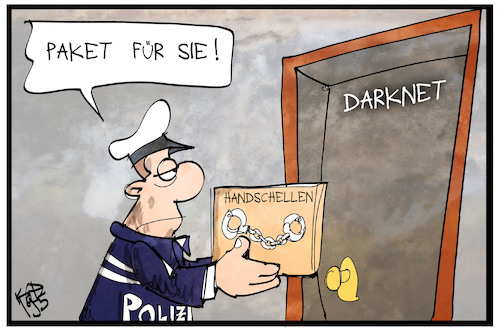 Cartoon: Darknet (medium) by Kostas Koufogiorgos tagged karikatur,koufogiorgos,illustration,cartoon,darknet,polizei,internet,kriminalität,verhaftung,polizist,karikatur,koufogiorgos,illustration,cartoon,darknet,polizei,internet,kriminalität,verhaftung,polizist