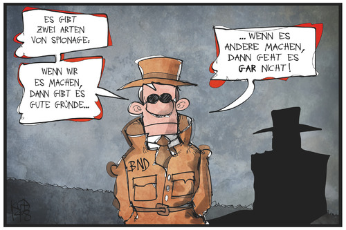 Cartoon: Der BND spioniert (medium) by Kostas Koufogiorgos tagged karikatur,koufogiorgos,bnd,agent,spionage,karikatur,koufogiorgos,bnd,agent,spionage