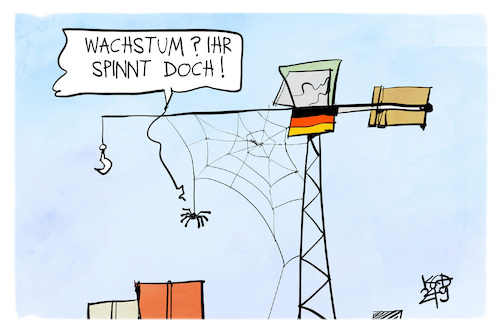 Cartoon: Deutsche Wirtschaft (medium) by Kostas Koufogiorgos tagged karikatur,koufogiorgos,wirtschaft,stillstand,kran,stagnation,karikatur,koufogiorgos,wirtschaft,stillstand,kran,stagnation