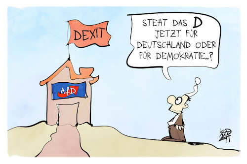 Cartoon: Dexit (medium) by Kostas Koufogiorgos tagged karikatur,koufogiorgos,afd,dexit,demokratie,deutschland,partei,haus,karikatur,koufogiorgos,afd,dexit,demokratie,deutschland,partei,haus