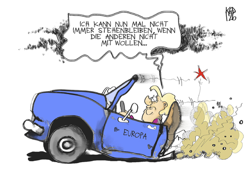 Cartoon: Die zwei Europas (medium) by Kostas Koufogiorgos tagged merkel,europa,auto,geschwindigkeit,eu,europäische,union,euro,schulden,krise,karikatur,kostas,koufogiorgos,europa,auto,merkel,geschwindigkeit,eu