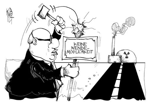 Cartoon: Energiewende (medium) by Kostas Koufogiorgos tagged altmaier,energie,wende,atomkraft,akw,umwelt,nuklear,politik,karikatur,kostas,koufogiorgos,altmaier,wende,atomkraft,umwelt,nuklear
