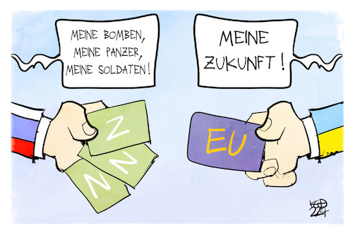 Cartoon: EU ist Trumpf (medium) by Kostas Koufogiorgos tagged karikatur,koufogiorgos,karte,trumpf,ukraine,russland,spiel,eu,europa,zukunft,krieg,karikatur,koufogiorgos,karte,trumpf,ukraine,russland,spiel,eu,europa,zukunft,krieg