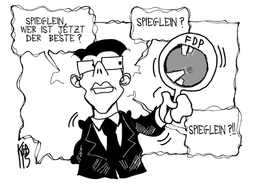 Cartoon: FDP (medium) by Kostas Koufogiorgos tagged rösler,vorsitzender,vorsitz,chef,spiegel,umfrage,krise,parteitag,rostock