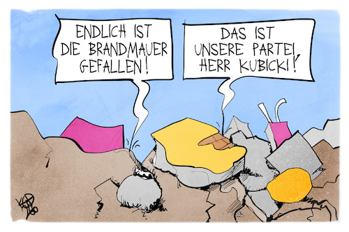 Cartoon: FDP und AfD (medium) by Kostas Koufogiorgos tagged karikatur,koufogiorgos,afd,brandmauer,ruine,trümmer,kubicki,fdp,partei,karikatur,koufogiorgos,afd,brandmauer,ruine,trümmer,kubicki,fdp,partei
